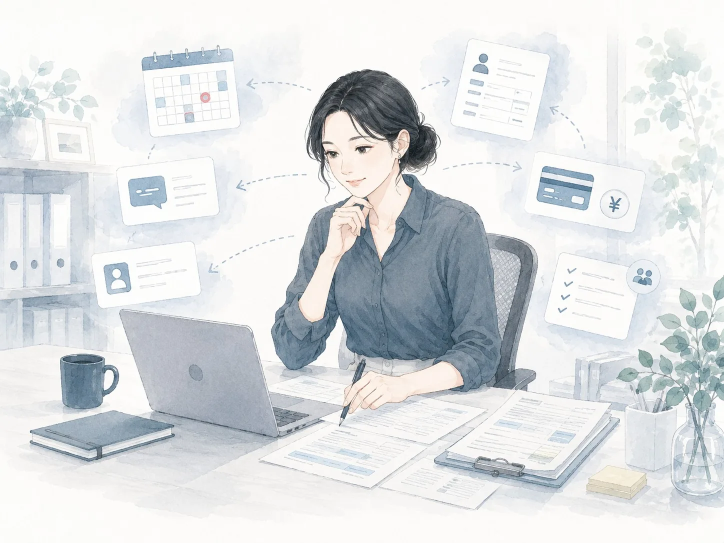 仕事の流れと負荷を確認するイメージ